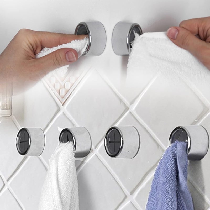 Junwapy 6Packs Kitchen Towel Hooks, Round Self Adhesive Wall Mount Dish Towel Hook Hangers, (Push to Hanging) Drilling Hand Towel Hook Holders with Premium Finish for Kitchen, Bathroom, Cabinet - Image 3